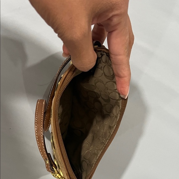 Coach Brown Wristlet with Gold Eyelets - Picture 3 of 4